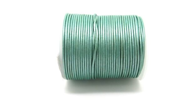 Cordino cuoio metal. verde tiffany